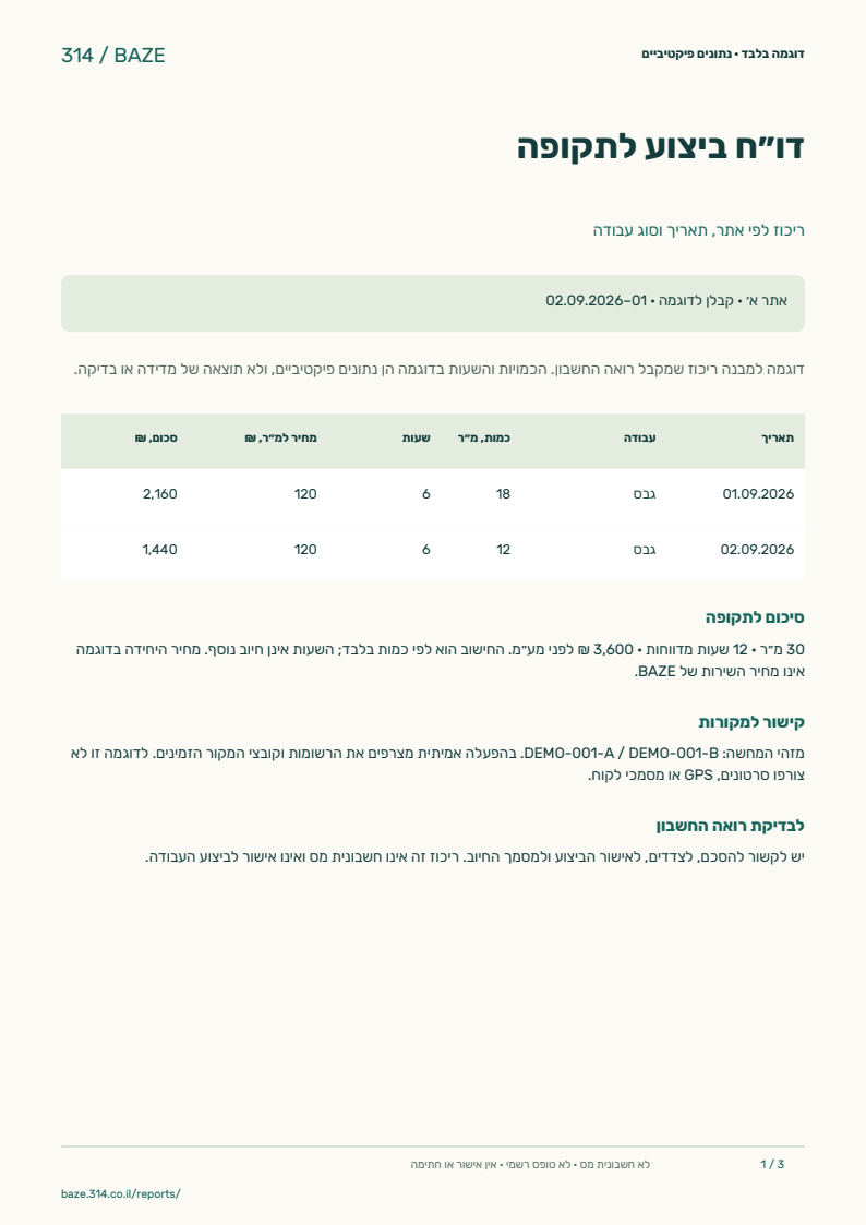 דו״ח ביצוע לתקופה
